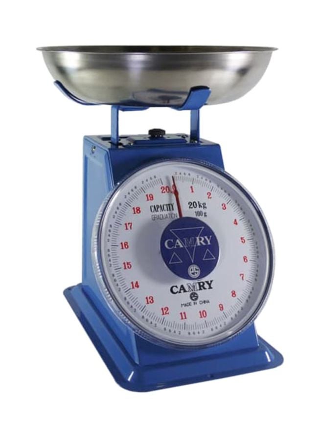 CAMRY Analog Weighing Kitchen Scale 20kg Blue/White/Silver 20kg - Image 2