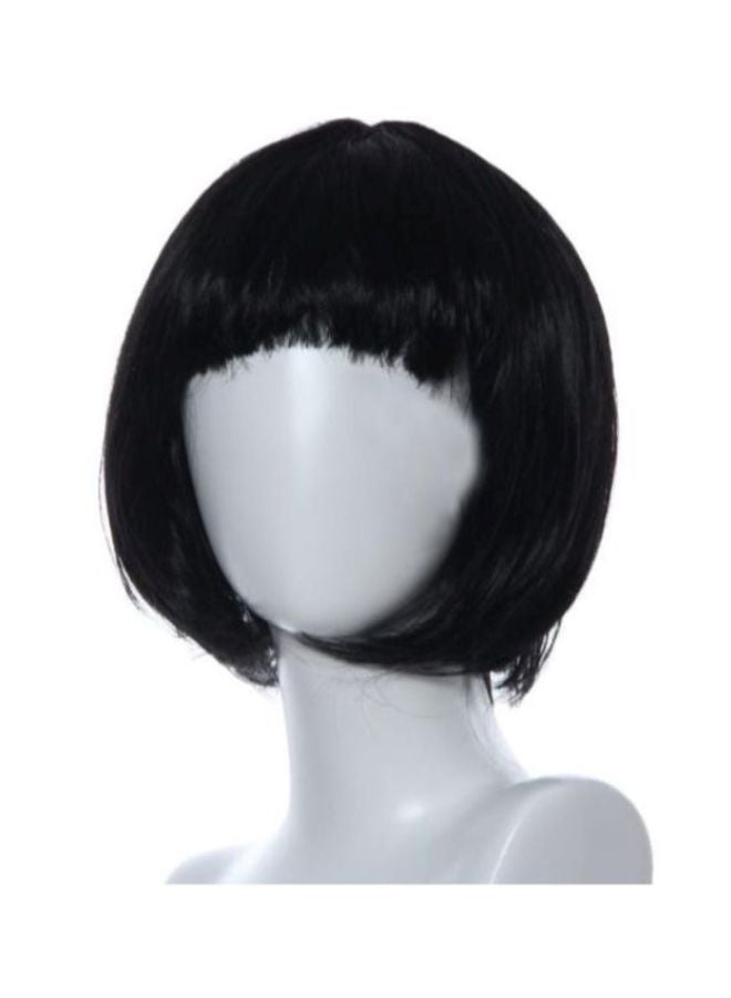 Voberry Masquerade Roll Bang Short Straight Hair Wig Black 27 x 15cm - Image 3