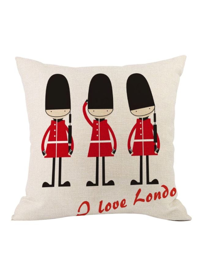 British Style Cushion Cover Beige/Red/Black 45x45cm