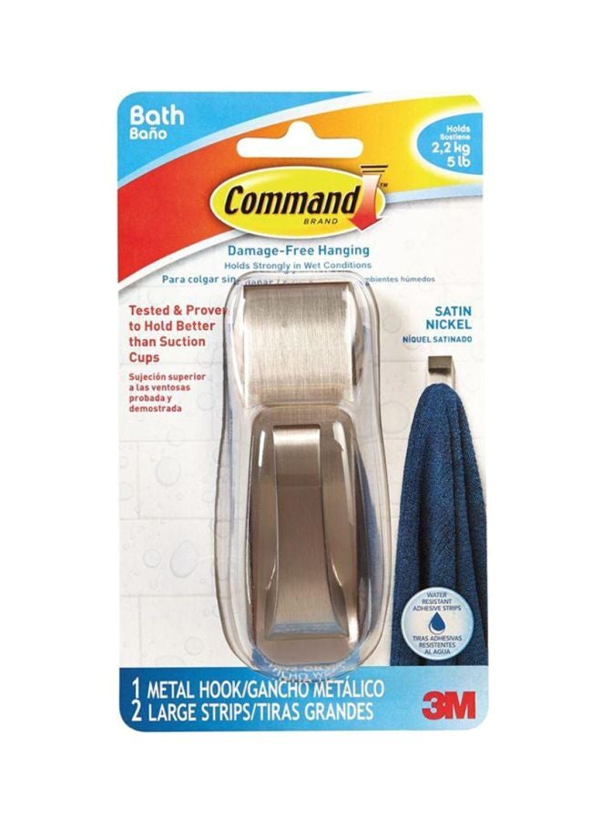 Command Damage-Free Hanging Bath Hook Silver  - Image 3