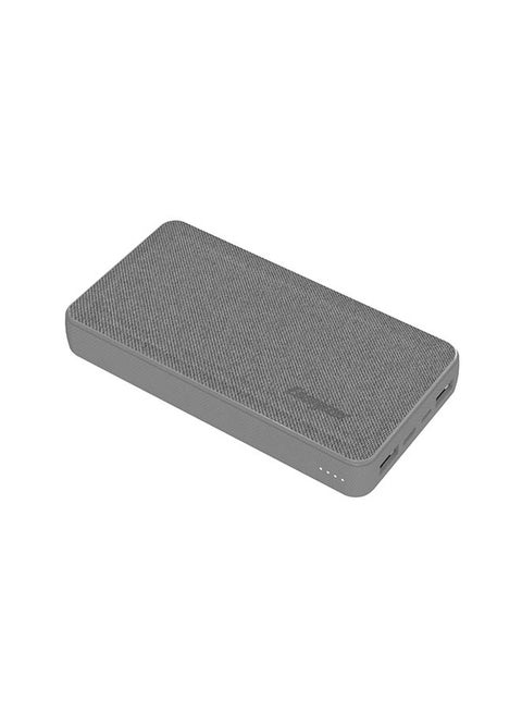 15000.0 mAh Max 2.1A Rapid Charging Premium Fabric Finish Power Bank With Dual Outputs And Type-C,Micro USB Inputs, PowerSafe Management Grey