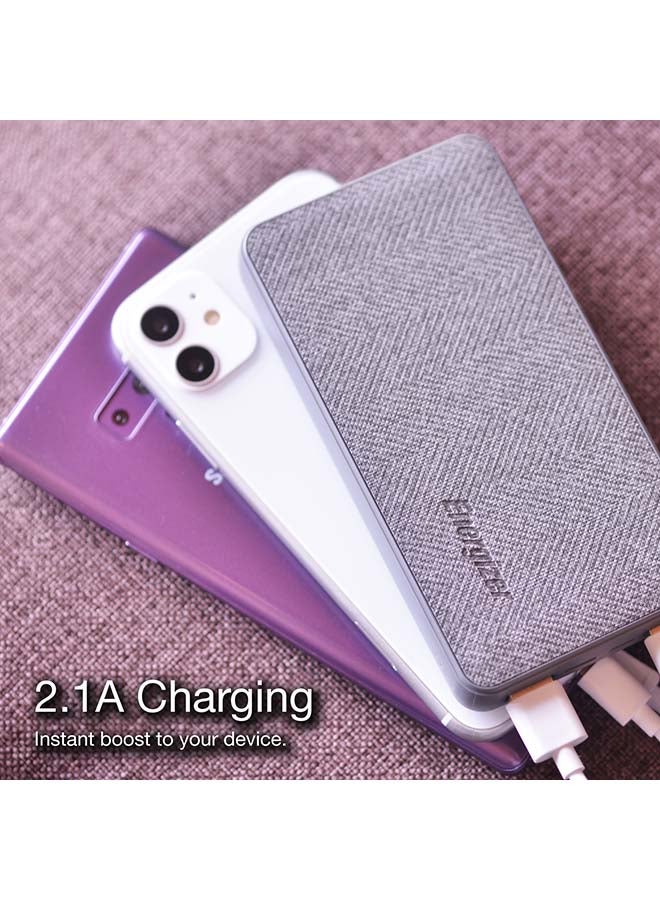 15000.0 mAh Max 2.1A Rapid Charging Premium Fabric Finish Power Bank With Dual Outputs And Type-C,Micro USB Inputs, PowerSafe Management Grey