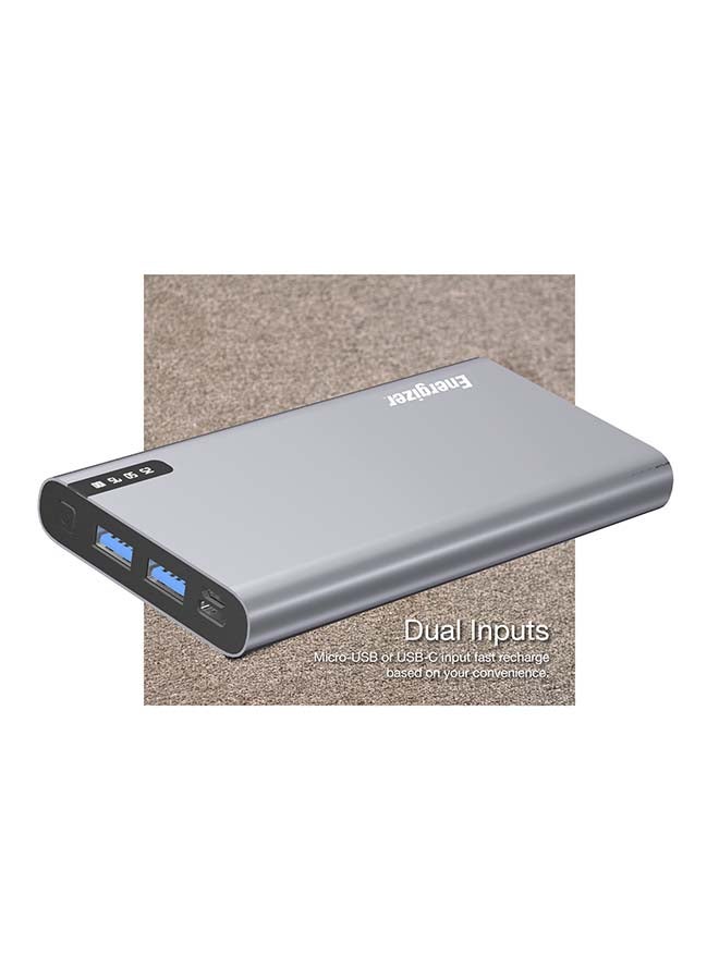 10000.0 mAh 10000 mAh Power Delivery And Quick Charging Power Bank with Dual USB-A Outputs/ USB-C Out/In Port, 18 W Smart USB-C Fast Charging for Android Devices with PowerSafe Management Grey