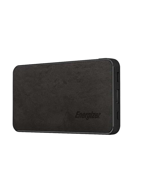 10000.0 mAh HighTech 2.1A Fast Charging Premium Fabric Power Bank, USB-A and Type-C Outputs, micro-USB and Type-C Inputs, PowerSafe Management Black