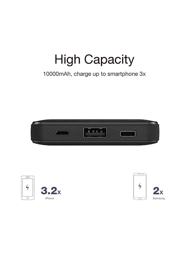 Energizer - 10000.0 mAh HighTech 2.1A Fast Charging Premium Fabric Power Bank, USB-A and Type-C Outputs, micro-USB and Type-C Inputs, PowerSafe Management Black - Image 1
