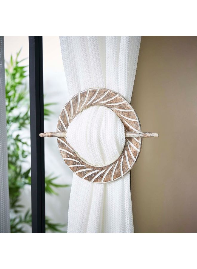 Home Box Ava Wooden Round Tie Back Brown - Image 1