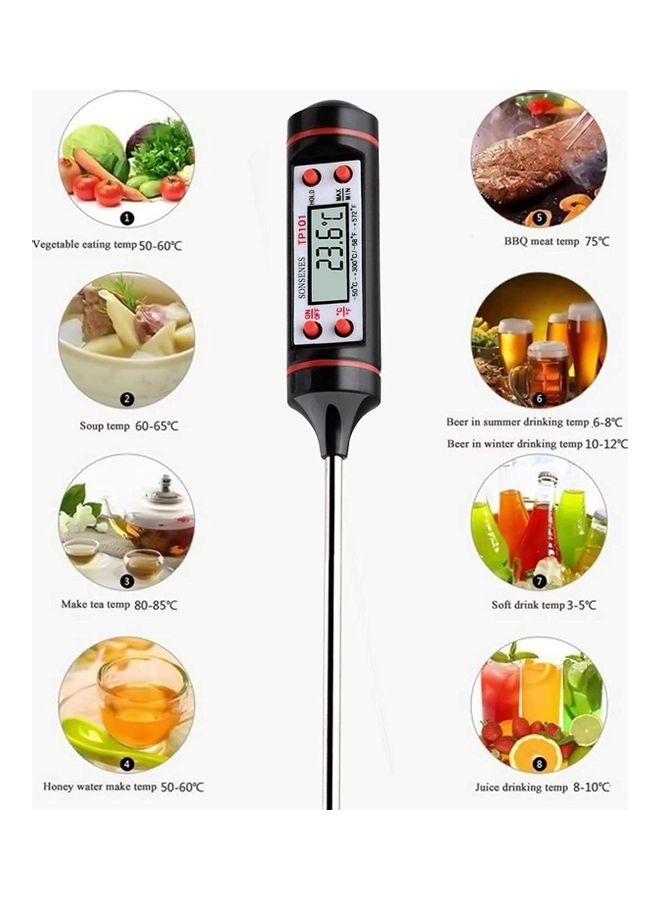 ZENHOME - Digital Instant Reading Cooking Thermometer Black/Silver - Image 1