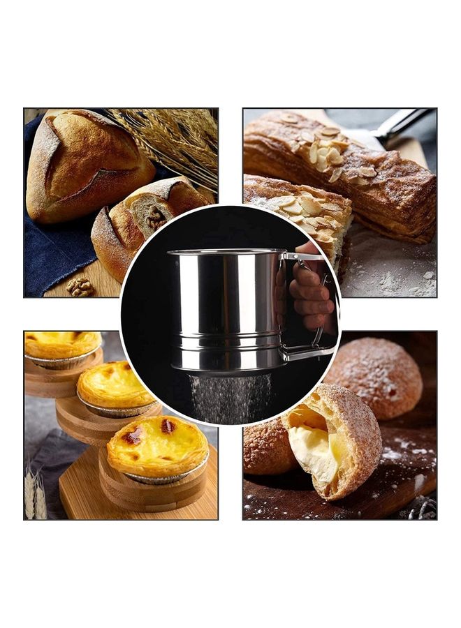 ZENHOME Baking Stainless Steel Sieve Cup With Volume Scale Mark For Flour and Sugar Silver  - Image 5