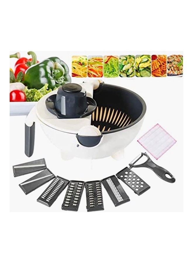9-in-1 Neo Multi-Functional Chopping Board With Drain Basket Black/White 11 x 23cm