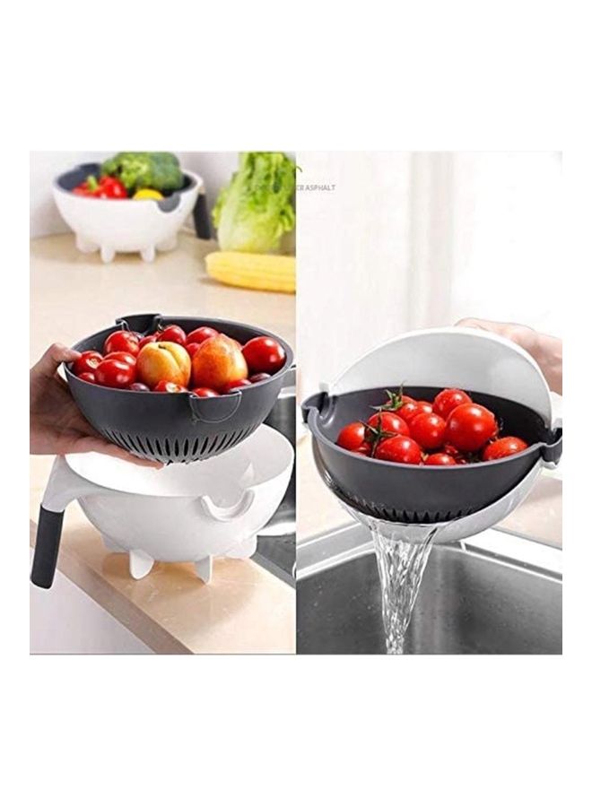 9-in-1 Neo Multi-Functional Chopping Board With Drain Basket Black/White 11 x 23cm