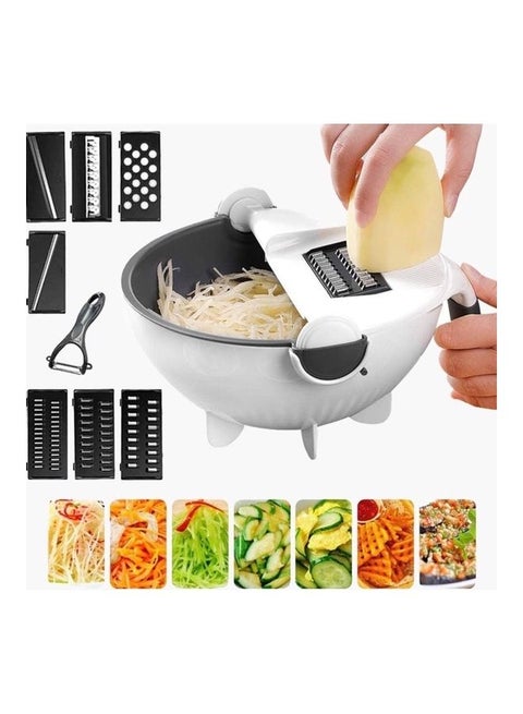 9-in-1 Neo Multi-Functional Chopping Board With Drain Basket Black/White 11 x 23cm