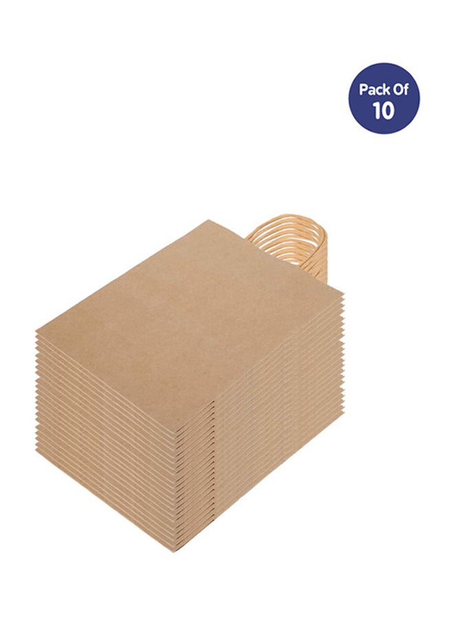 10-Piece Twisted Handle Kraft Bag 34x37x18 cm Brown