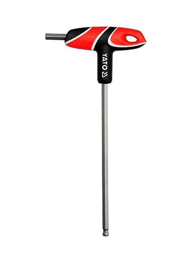 ياتو مفتاح سداسي بمقبض تائي وطرف كروي مقاس 8 مم طراز YT-05593 أحمر/أسود/فضي 8مم - Image 1