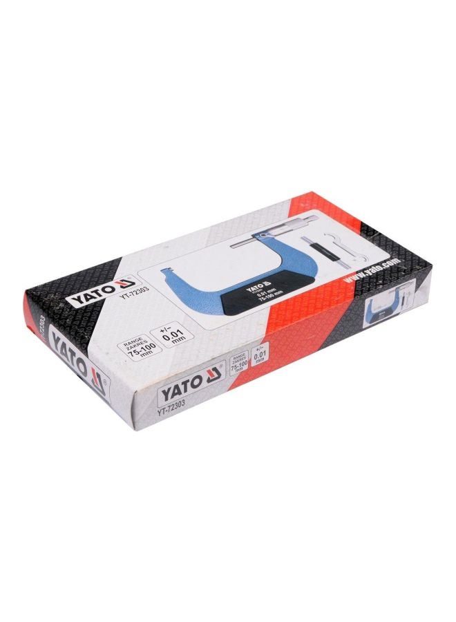 Yato Mechanical Micrometer 75-100mm in Plastic Case YT-72303 Blue/Black/Silver  - Image 2