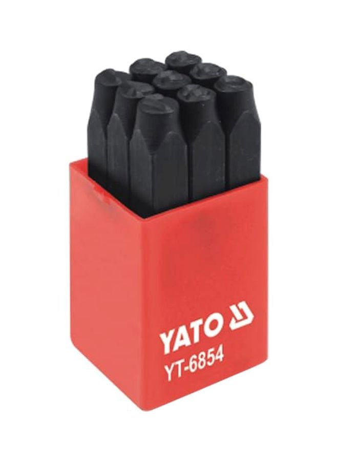 Yato 9-Piece Number Stamp (0-9) 6mm Plastic Box YT-6854 Red/Black - Image 1
