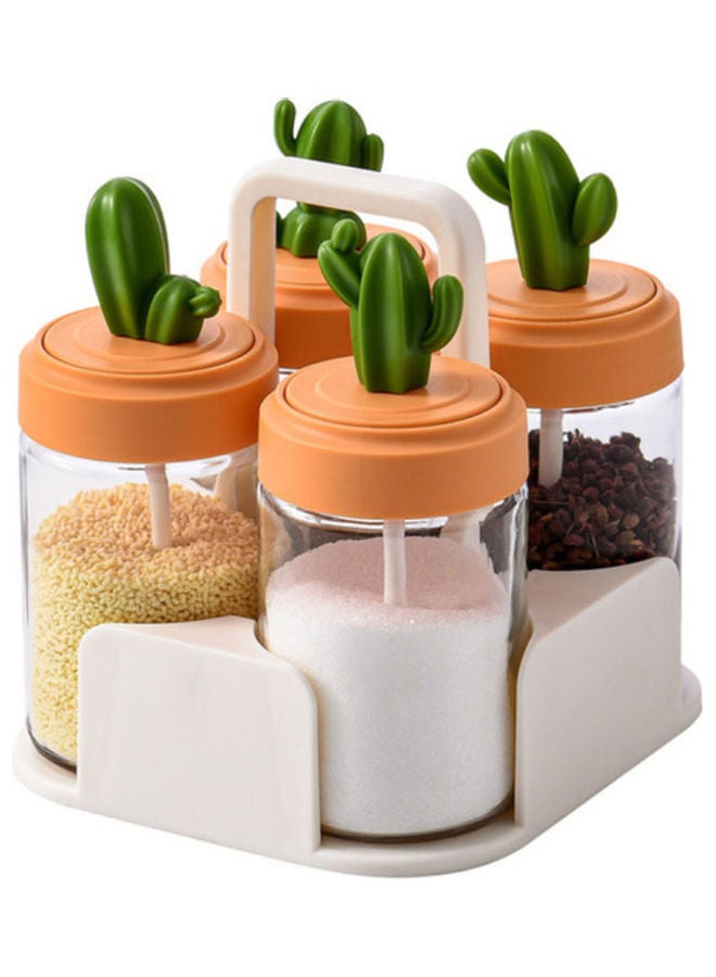 Arabest 5-Piece Glass Cactus Spice Jar Multicolour 14.5x15.5x15.5cm  - Image 1