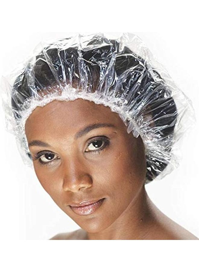 طقم أغطية رأس للاستحمام مكون من 100 قطعة شفاف 9.84x7.28x2.52بوصة