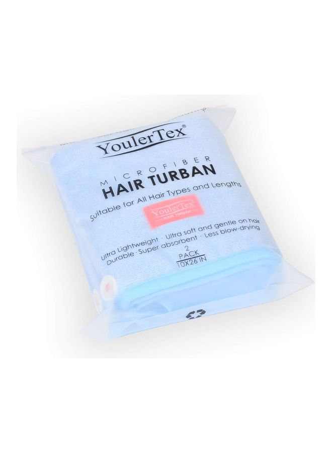 YoulerTex 2-Piece Hair Towel Set Blue 9.4x7.8x2.4inch - Image 2