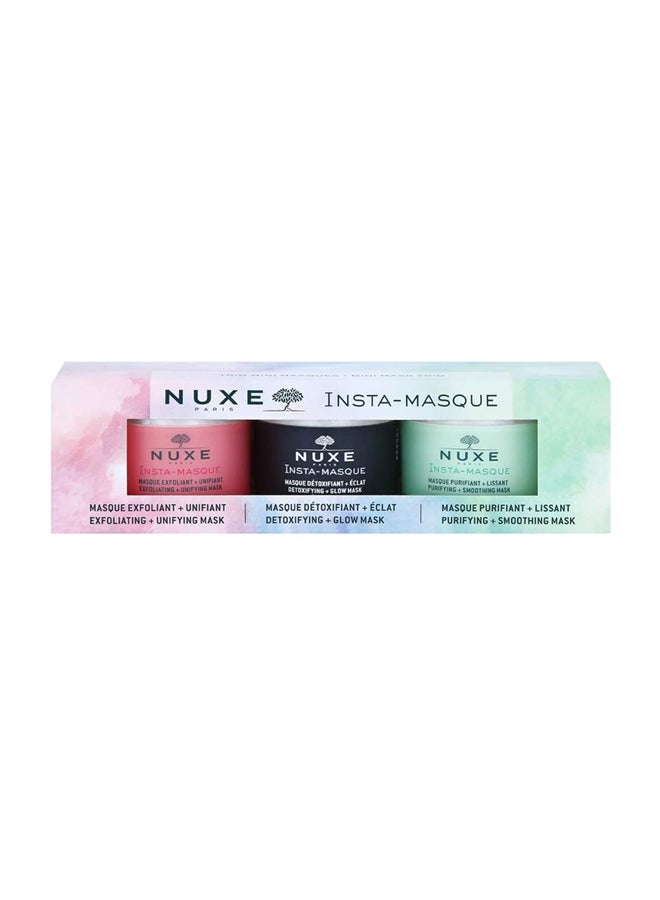 NUXE Insta Masque Trio with 3 Face Masks Green/Black/Pink 15ml  - Image 1