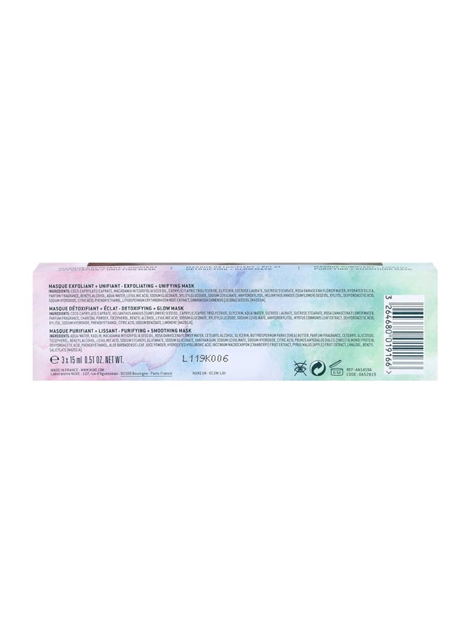 NUXE Insta Masque Trio with 3 Face Masks Green/Black/Pink 15ml  - Image 3