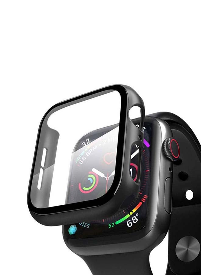Techshare - Protective Case With Tempered Glass Screen Protector For Apple Watch Series 4/5/6 40mm Black - Image 1