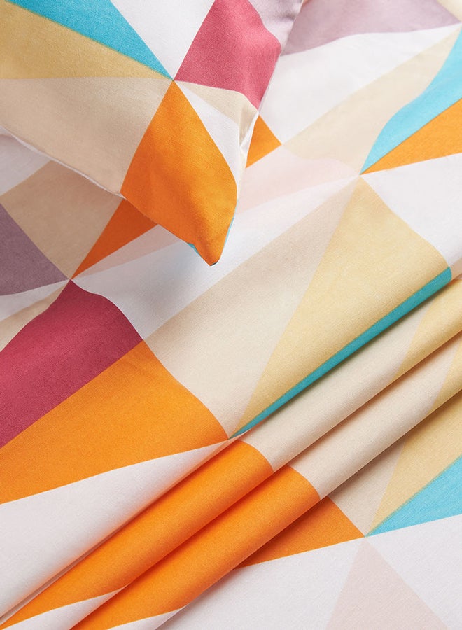 RISHAHOME 2-Piece Printed 180TC Fitted Bedsheet Set Twin Size Pure Cotton Multicolour  - Image 3