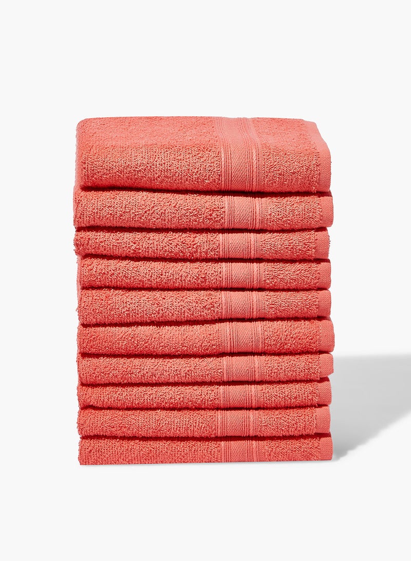 10 Piece Bathroom Towel Set - 400 GSM 100% Cotton Terry - 10 Face Towel - Quick Dry - Super Absorbent Melon 40 x 60cm