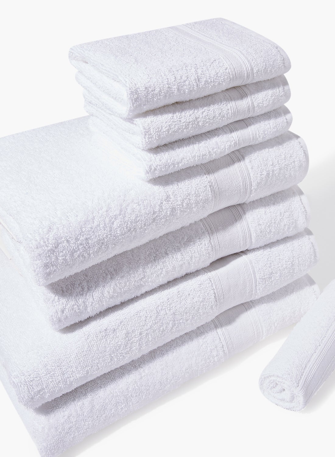 8 Piece Bathroom Towel Set - 400 GSM 100% Cotton Terry - 4 Hand Towel - 2 Face Towel - 2 Bath Towel - White Color -Quick Dry - Super Absorbent 