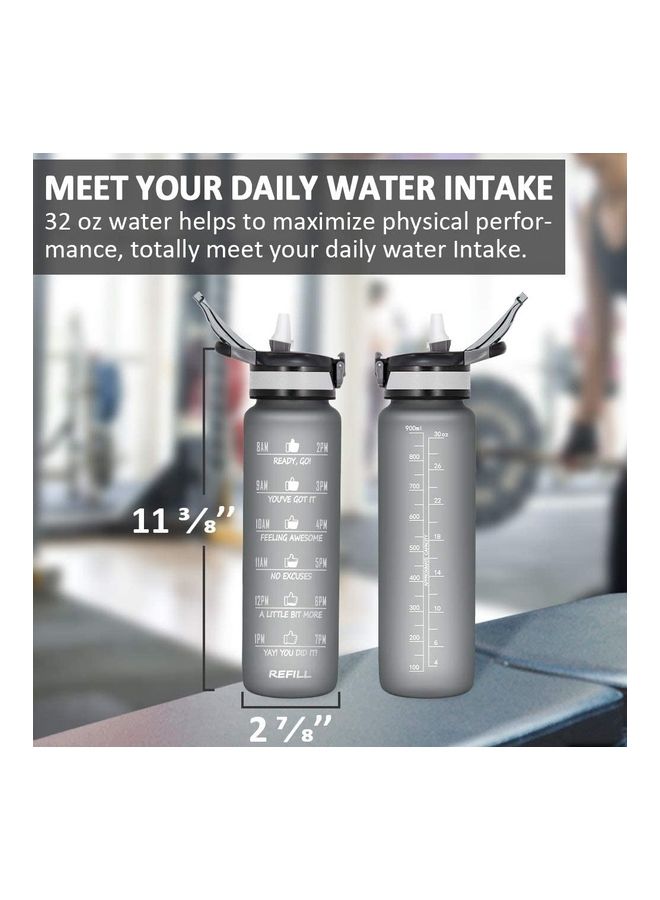 XiuWoo 1 Liter Motivational Time Marker Water Bottle with Straw  - Image 1