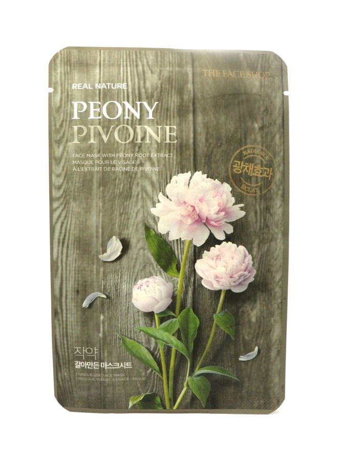 THEFACESHOP Real Nature Peony Face Mask Pink/Green/Brown 20grams - Image 1