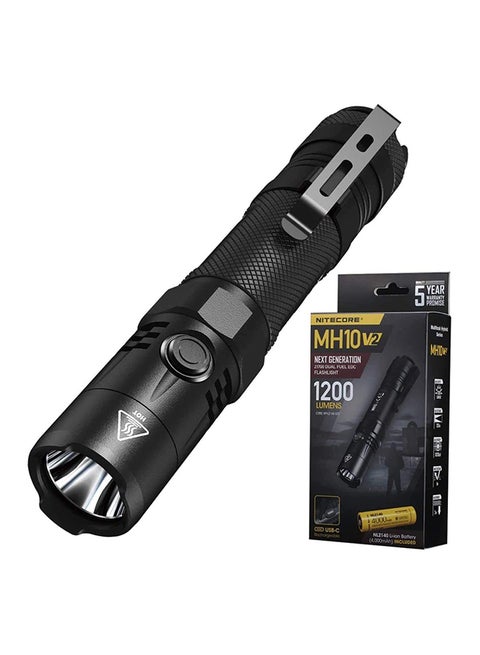 MH10 v2 1200 Lumen USB-C Rechargeable EDC Flashlight with Battery, Hard Holster and LumenTac Battery Case