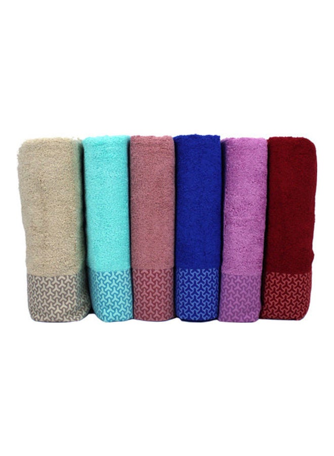 6-Piece Cotton Bath Towel Set Multicolour 50x100cm - Image 2