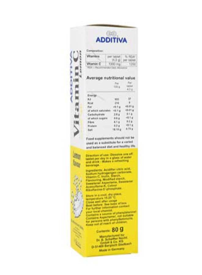 Additiva Vitamin C Effervescent Tablets - Lemon Flavour - Image 2