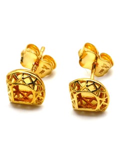 Gold Zone 18 Karat Gold Framed Triangle Earrings  - Image 1