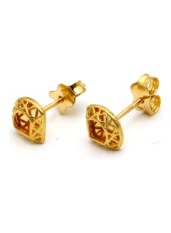 Gold Zone 18 Karat Gold Framed Triangle Earrings  - Image 4