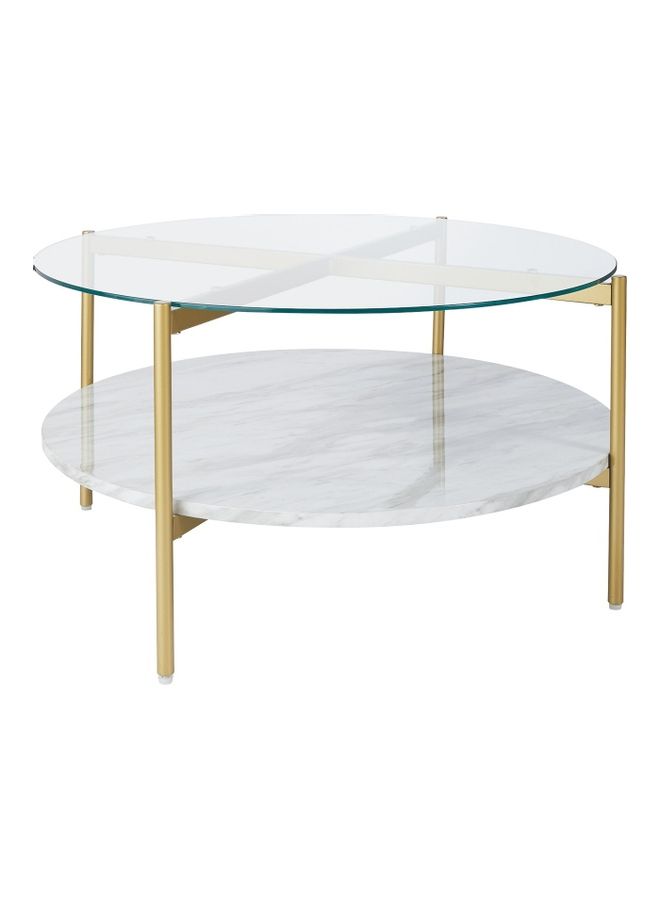 Ashley Wynora Coffee Table White/Gold/Clear 32x32x16inch  - Image 1
