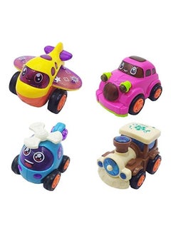 Set Of 4 Unbreakable Friction Powered Automobile Car Helicopter Plane Train Toys multicolour