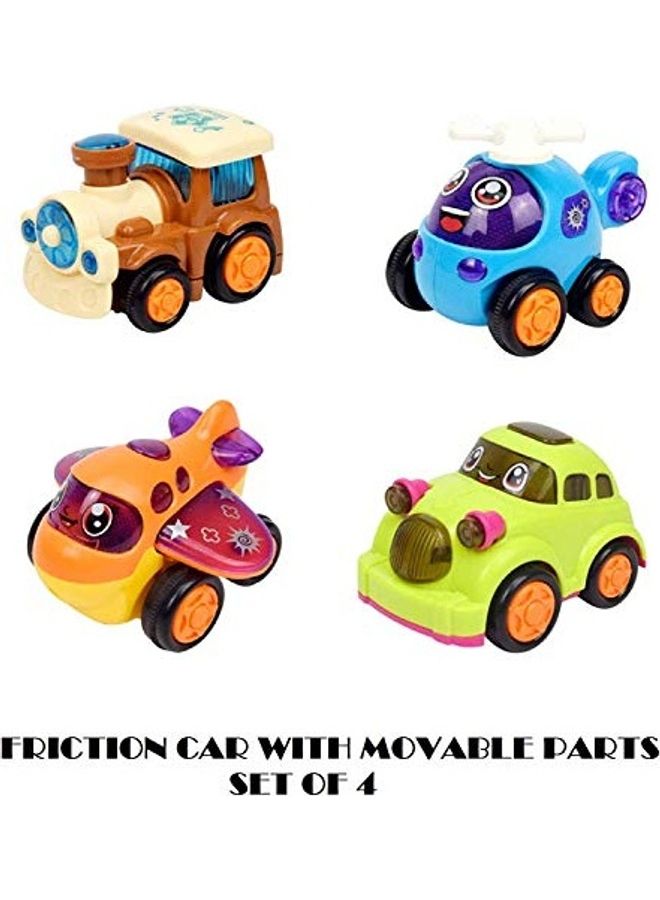 Jack Royal - Set Of 4 Unbreakable Friction Powered Automobile Car Helicopter Plane Train Toys multicolour - Image 1