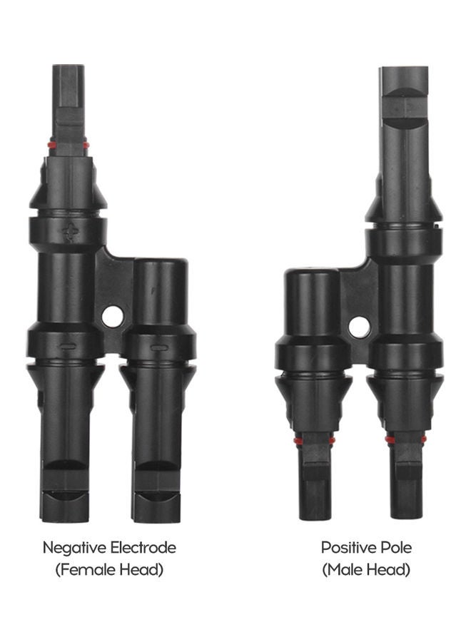 2-Piece Waterproof Male And Female T-Shaped Solar Panel Photovoltaic Connector Black - Image 2