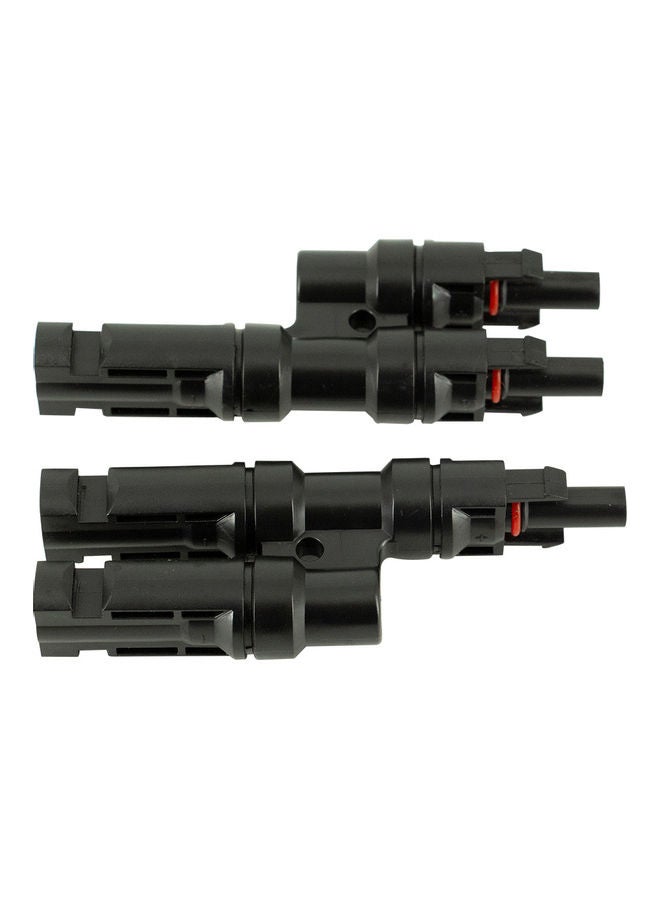 2-Piece Waterproof Male And Female T-Shaped Solar Panel Photovoltaic Connector Black - Image 3