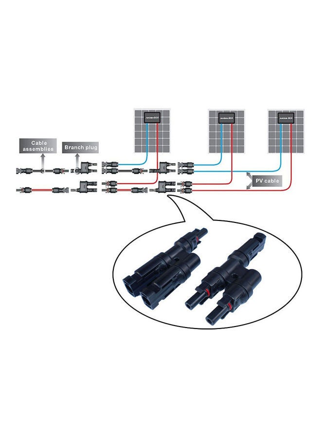 2-Piece Waterproof Male And Female T-Shaped Solar Panel Photovoltaic Connector Black - Image 4