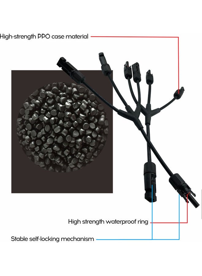 2-Piece 3-In-1 Solar Photovoltaic Connector Set Black - Image 2