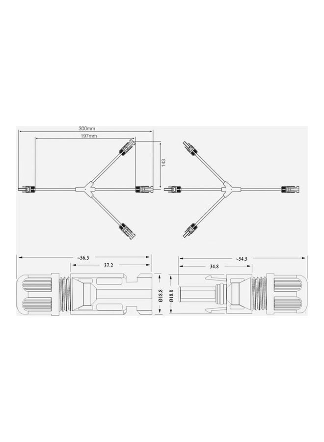 2-Piece 3-In-1 Solar Photovoltaic Connector Set Black - Image 3