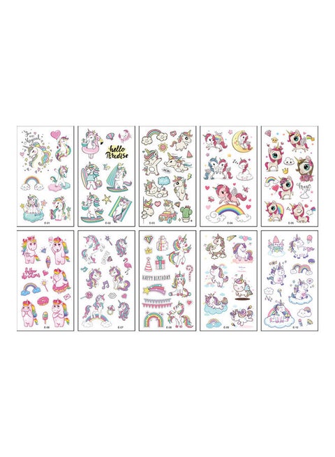 10 Sheets Unicorn Temporary Tattoo Sticker