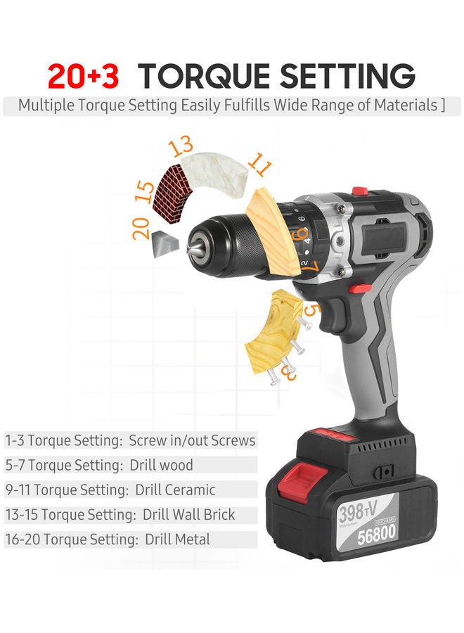 Cordless 4.0A Variable Speed Drill With Plastic Tool Box Multicolour  - Image 3