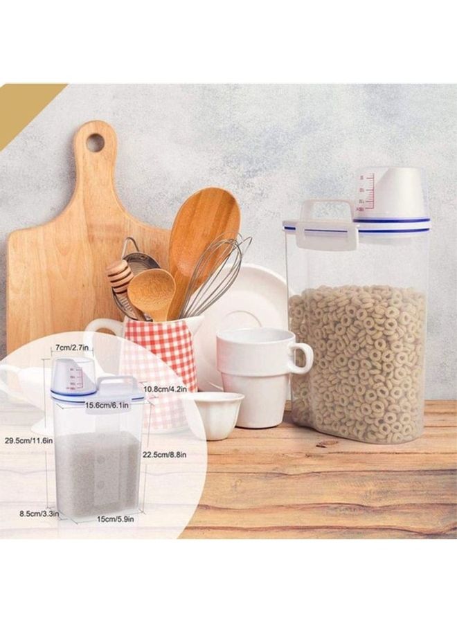 ZENHOME 4-Piece Rice And Cereal Storage Container With Measuring Cup Set Clear/Blue 2kg  - Image 3