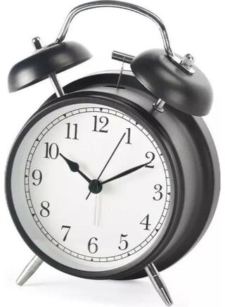 Silent Steel Alarm Clock with Twin Bell Black 4inch - v1622613639/N47936784A_1