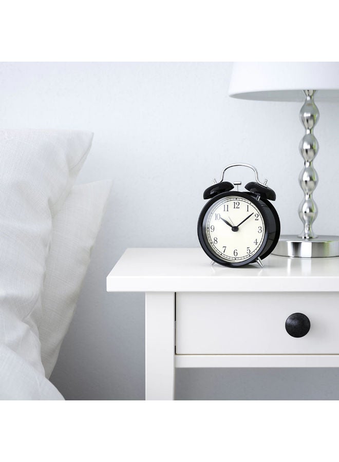 Silent Steel Alarm Clock with Twin Bell Black 4inch