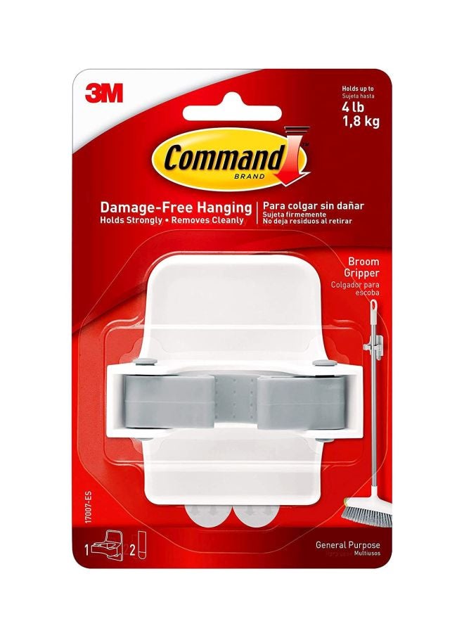 Command - Broom Gripper White/Silver 8.5x4.7x7.9cm - Image 1