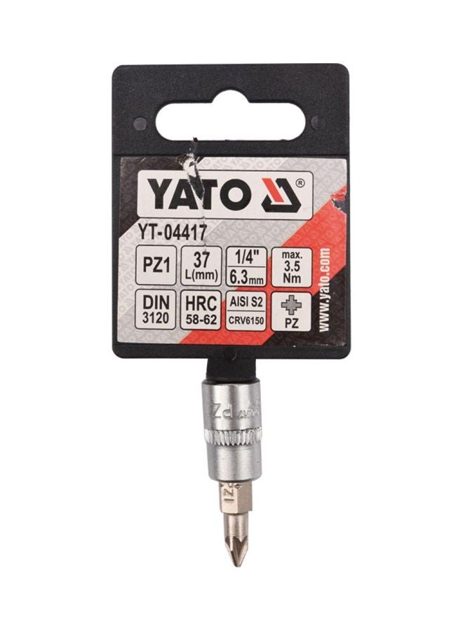 ياتو لقمة مقبس مقاس 1/4 بوصة، من نوع PZ1 بطول 37 مم، من ياتو طراز YT-04417 فضي 37مم - Image 3